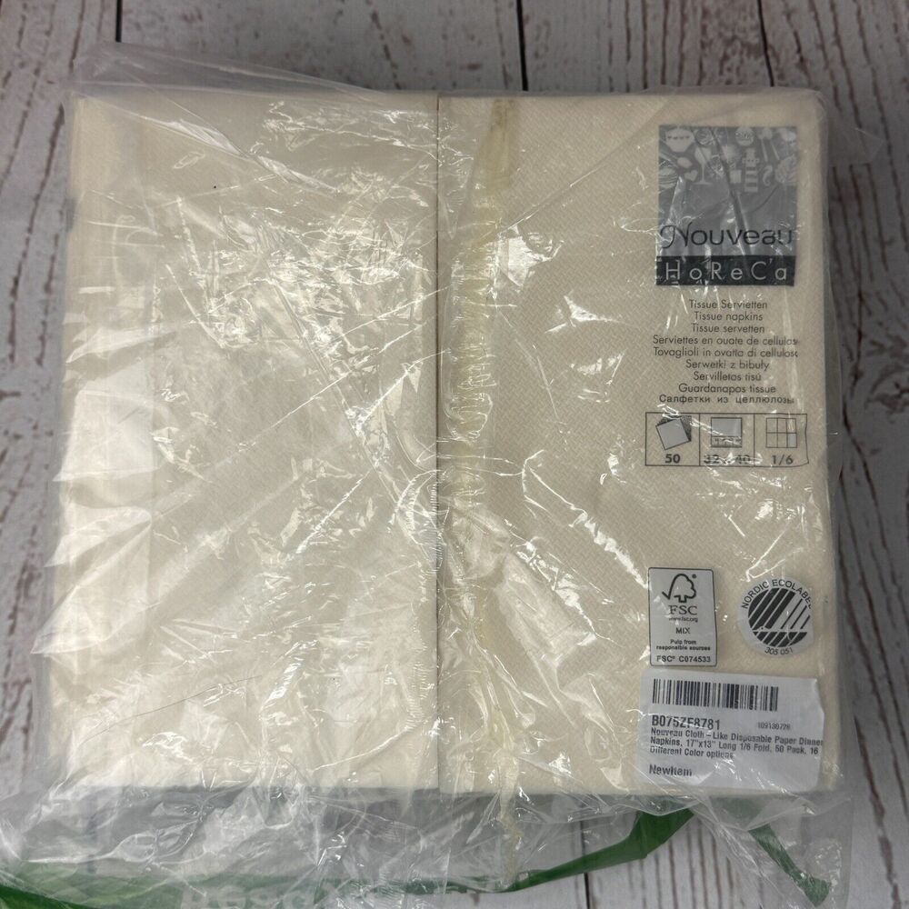 Cloth-Like Disposable Paper Dinner Napkins 17x13 Tan 3-Ply 50 Pack Nouveau